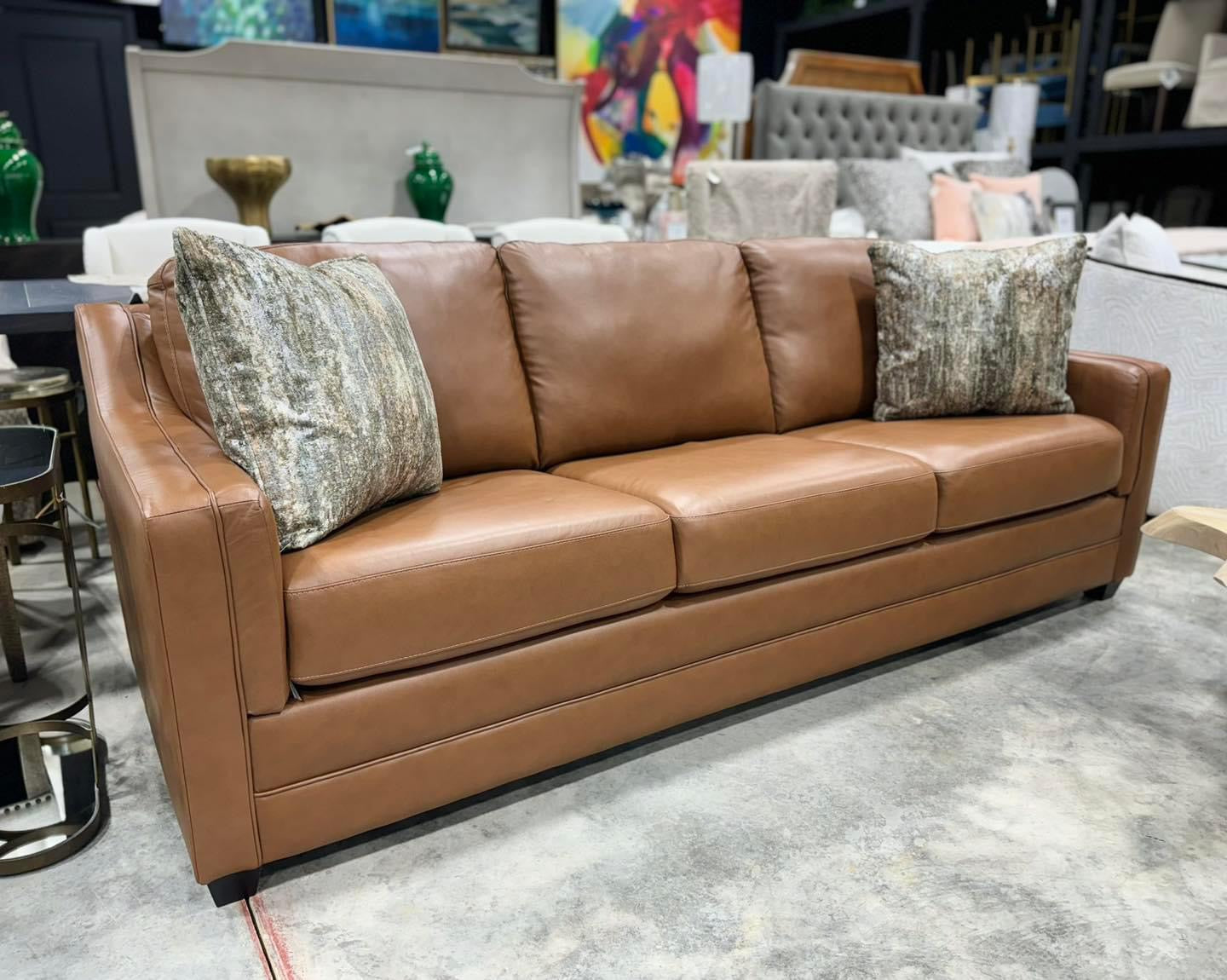 Palliser Warm Brown Leather Sofa