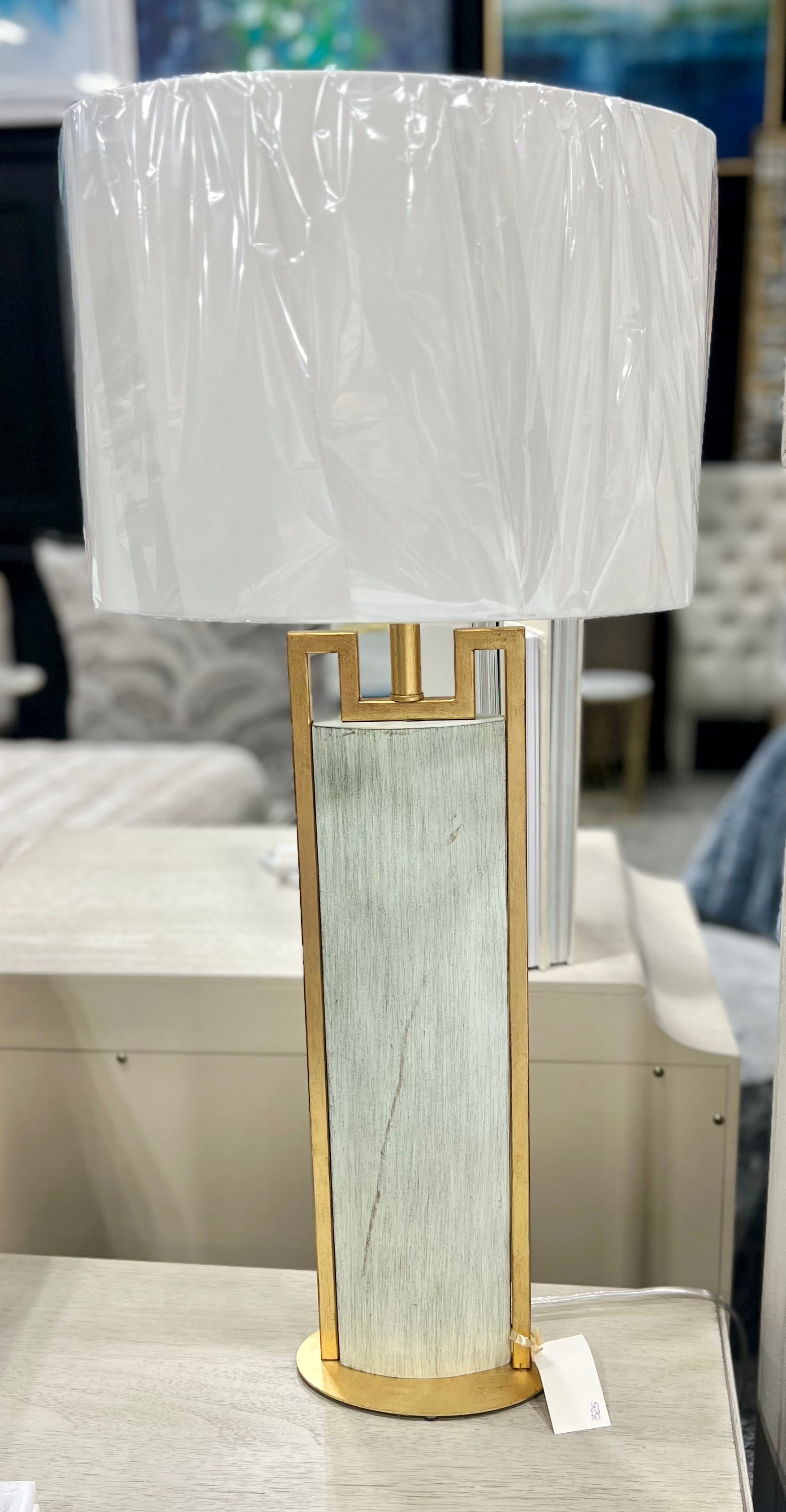 Gold and Gray Wood Table Lamp