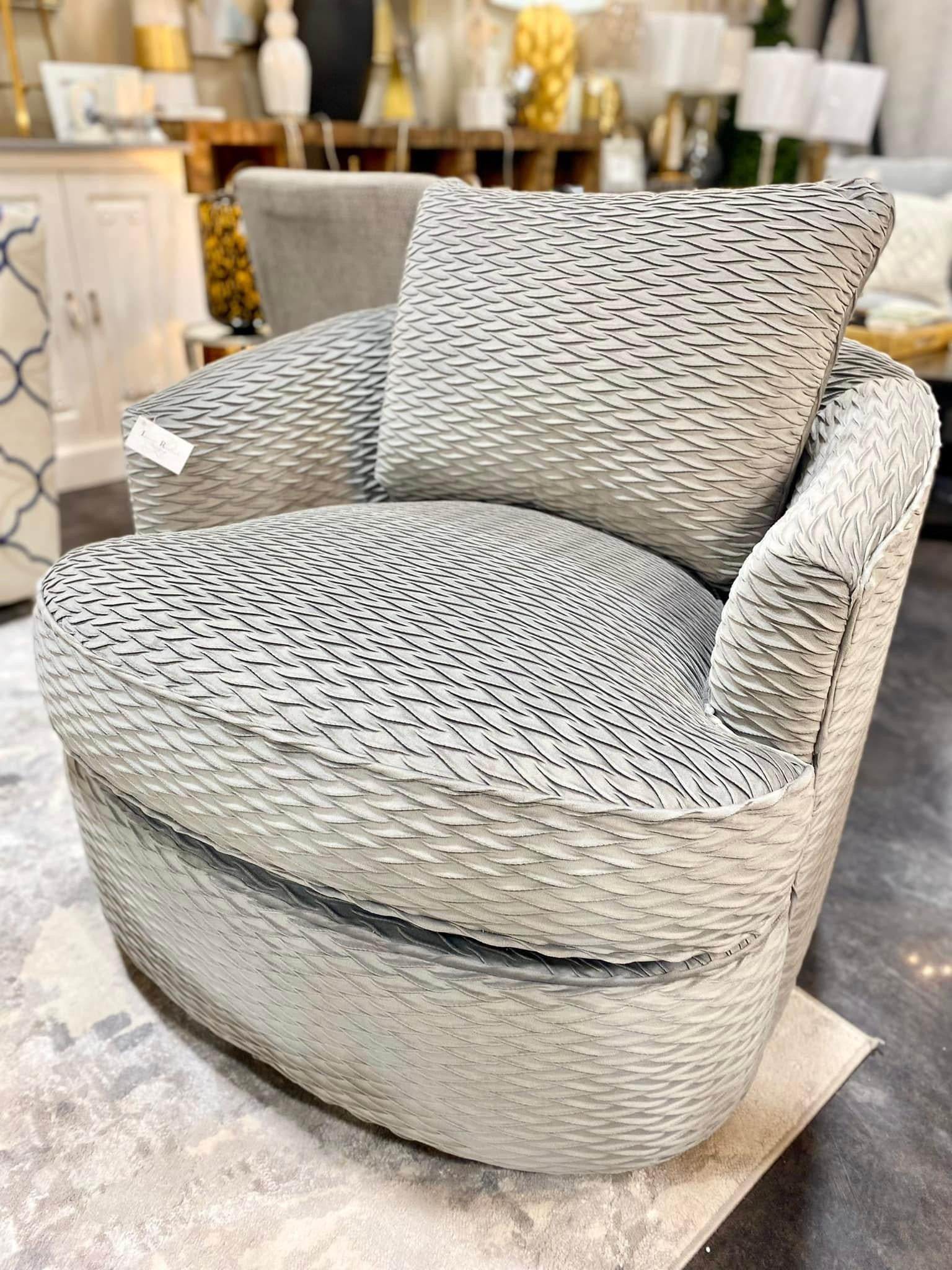 Gray Textured Round Arm Chair (Custom)
