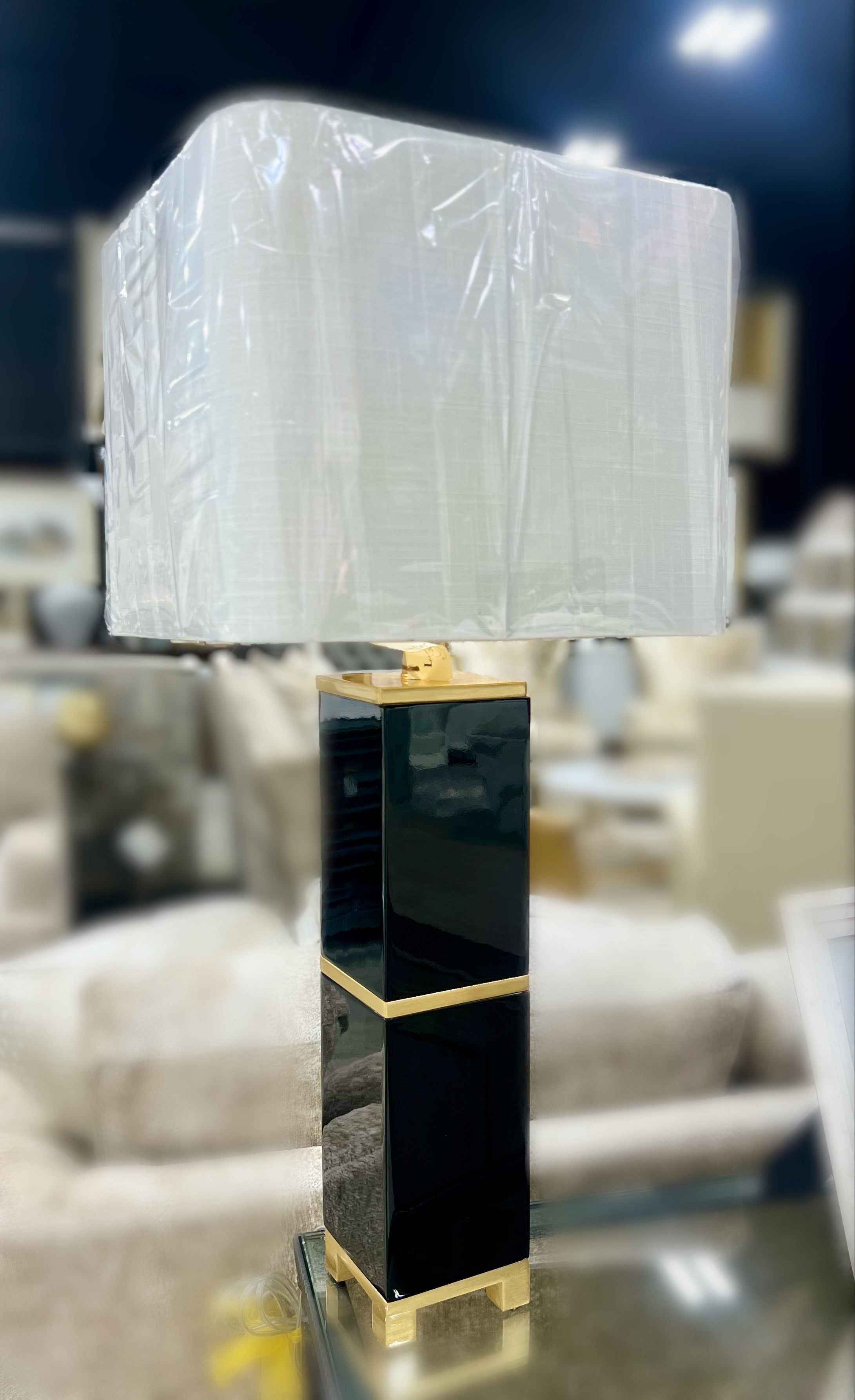 Black and Gold Rectangle Table Lamp