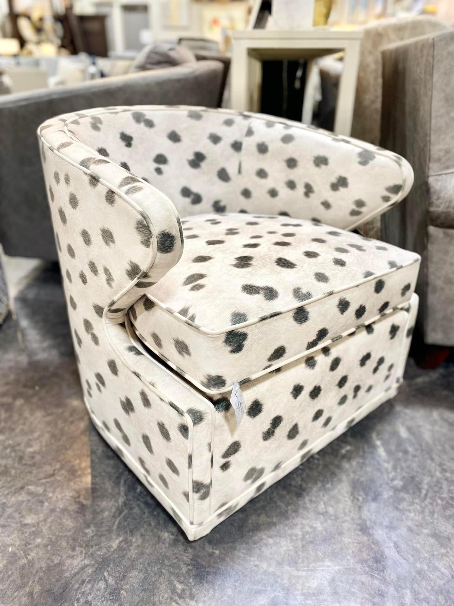 Black and White Swivel Arm Chair (Custom)