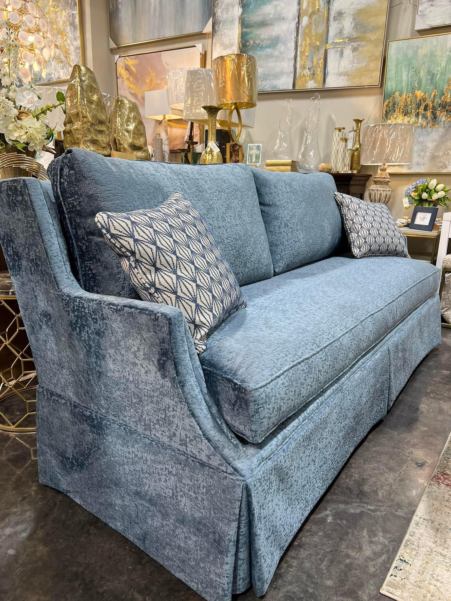 Blue Suede Sofa (Custom)