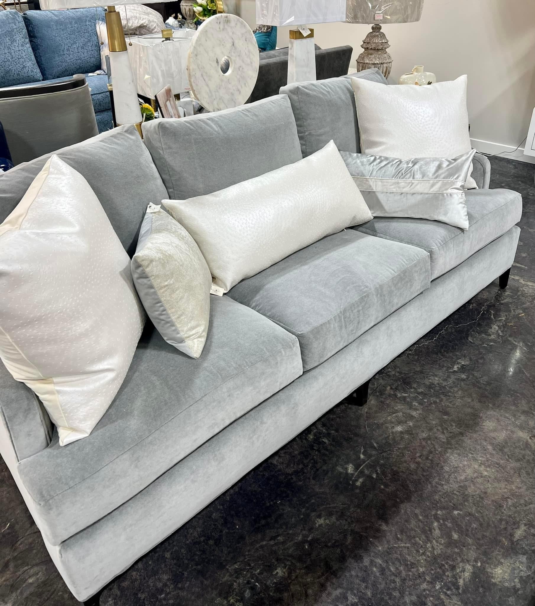Light Gray Velvet Sofa (Custom)