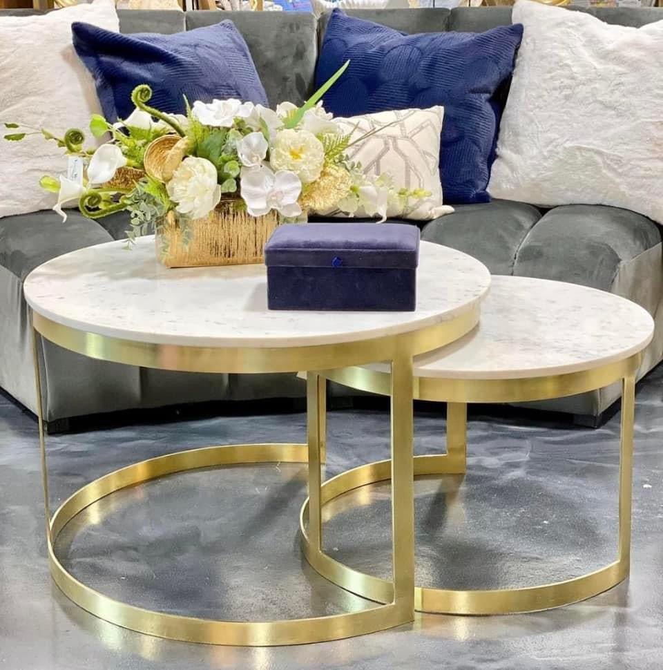 Tiered Marble and Gold Coffee Tables